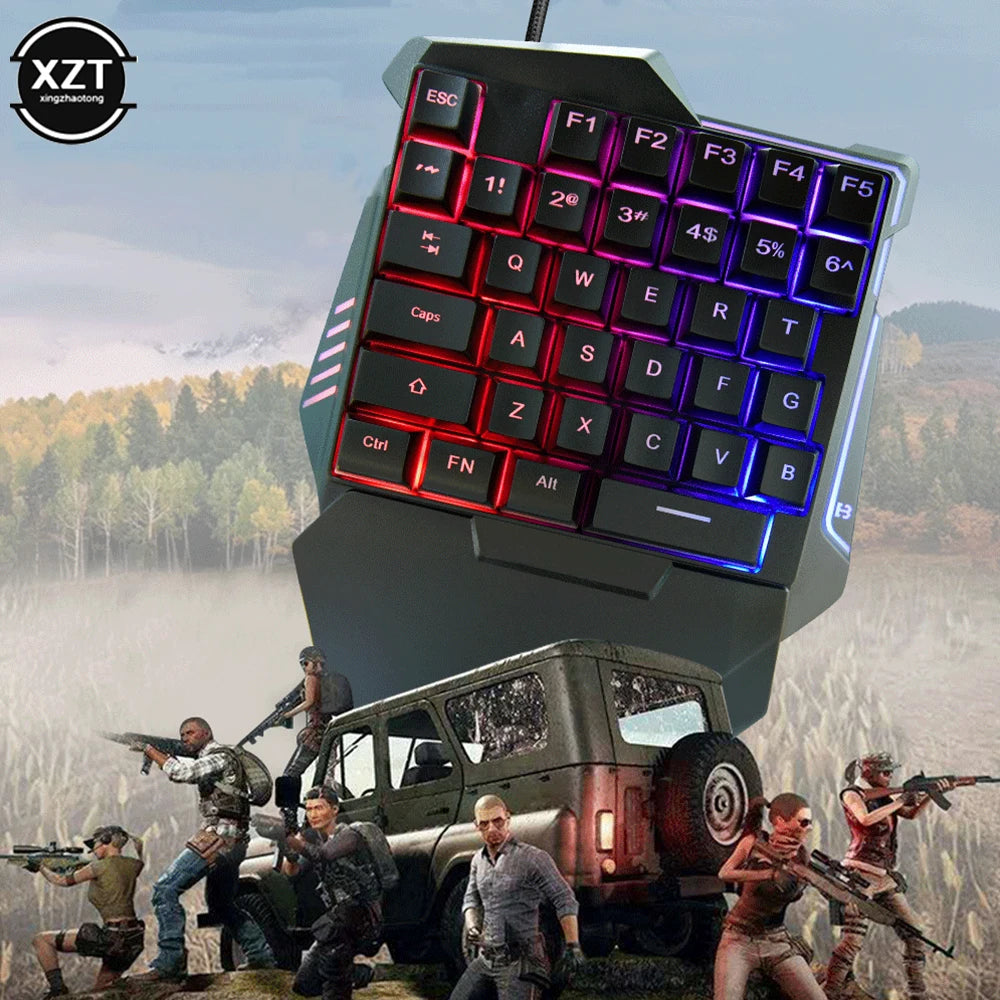 35-Key Mini Mechanical-Feel One-Handed Gaming Keyboard