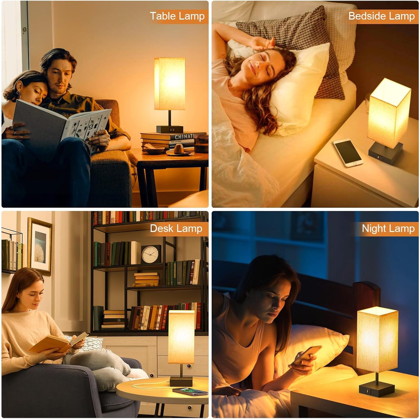 Touch Nightstand Lamp with USB-C Charging Station