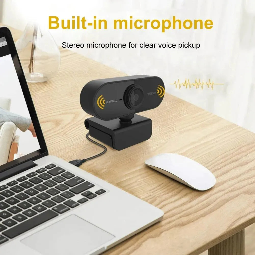 1080P HD USB Computer Camera with Built-in Microphone & Tripod