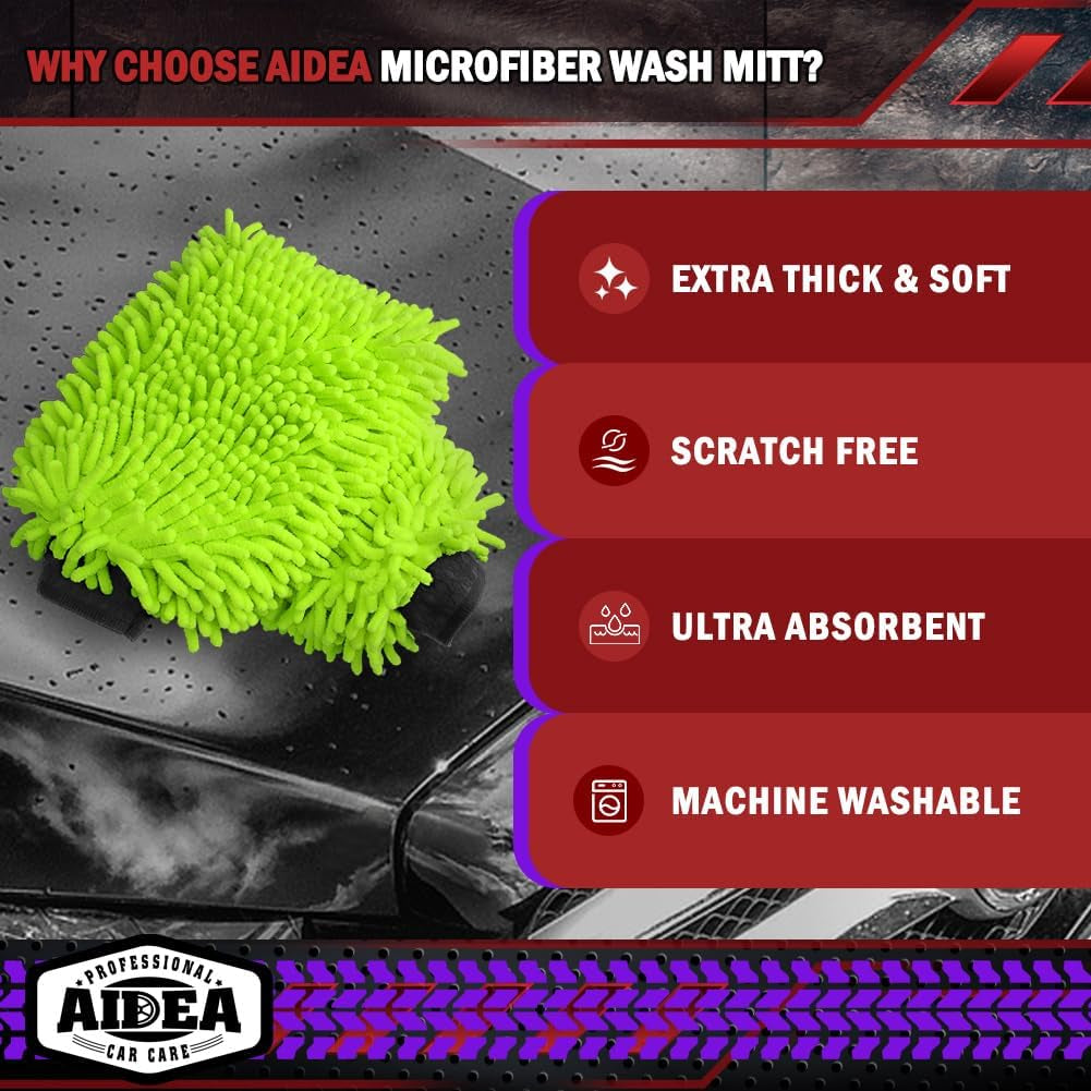 2-Pack Premium Microfiber Car Wash Mitts