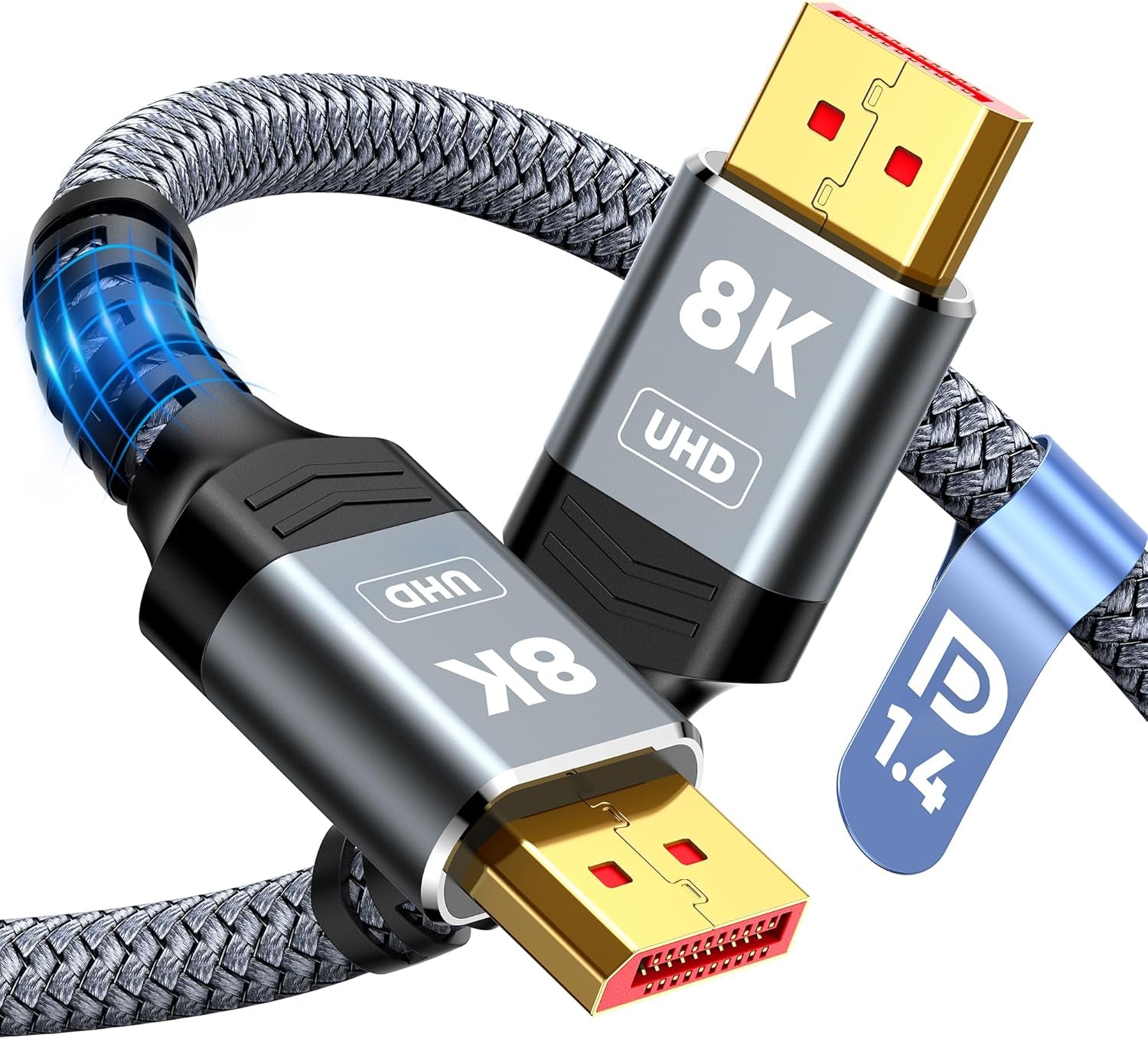 VESA Certified 8K DisplayPort 1.4 Braided Cable (6.6ft)