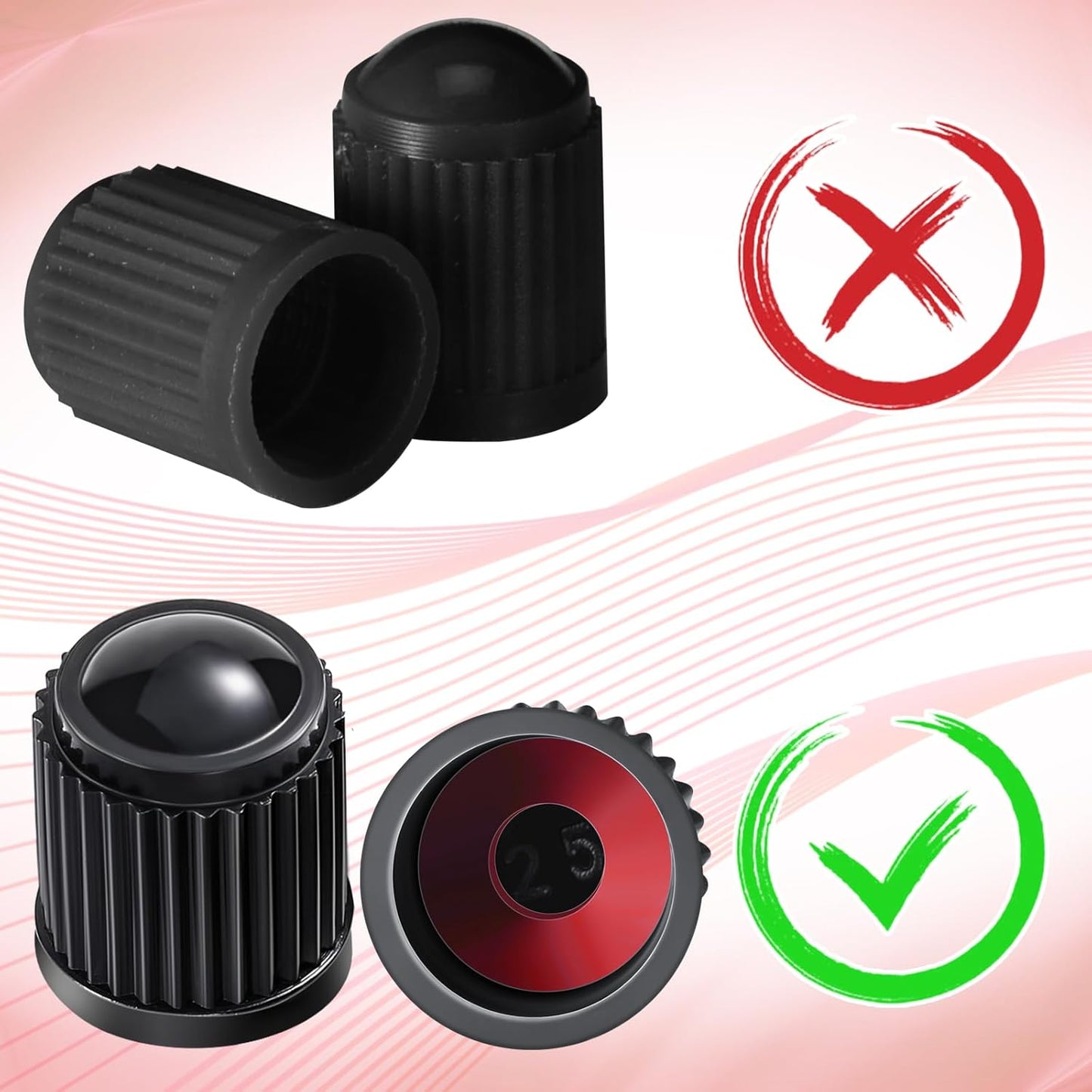 20-Pack Black Car & Bike Tire Valve Covers