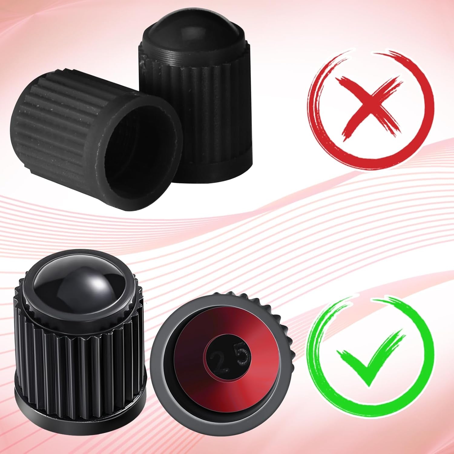 20-Pack Black Car & Bike Tire Valve Covers
