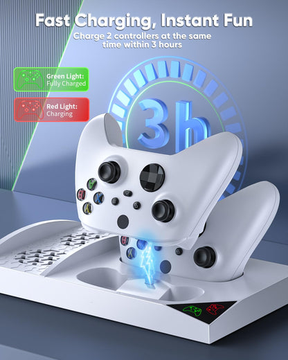 Vertical Cooling Stand & Dual Charging Dock for Xbox Series S