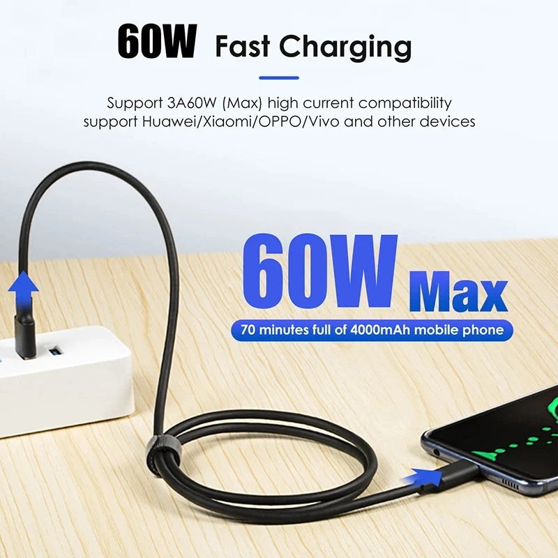 USB-A to USB-C 3.2 10Gbps 60W Fast Charging Cable
