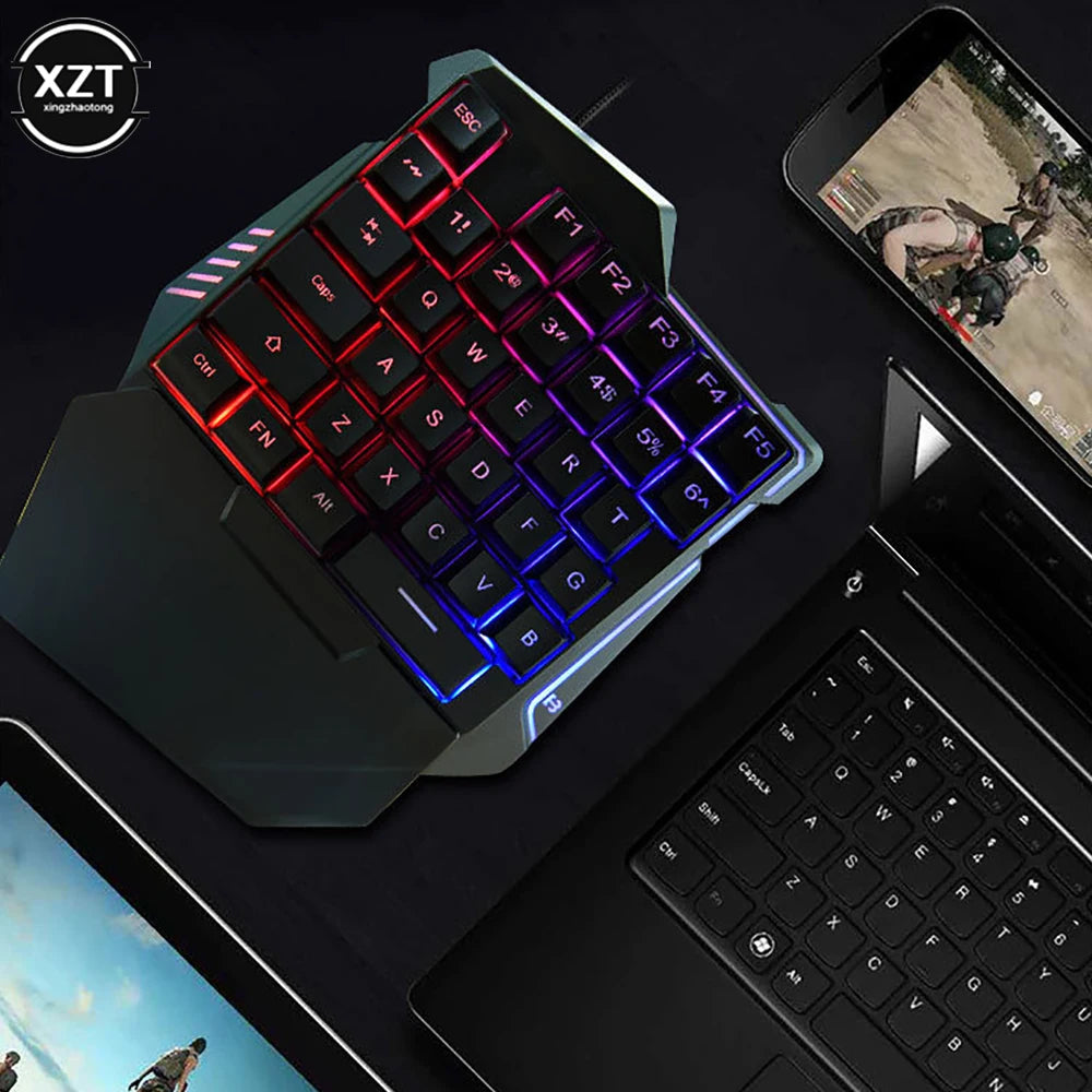 35-Key Mini Mechanical-Feel One-Handed Gaming Keyboard