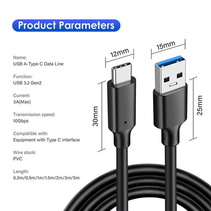 USB-A to USB-C 3.2 10Gbps 60W Fast Charging Cable