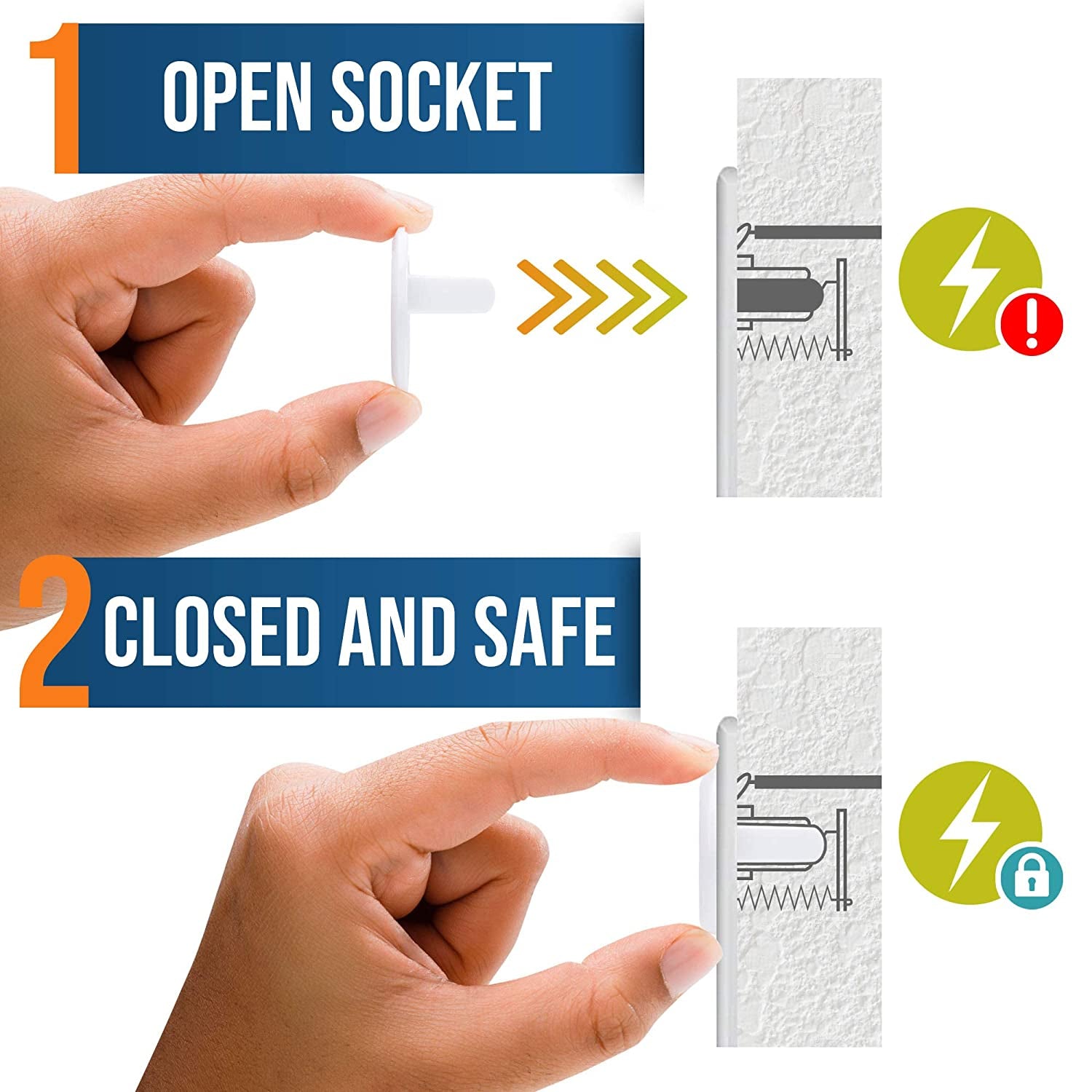 White Safety Socket Covers – 50 Pack