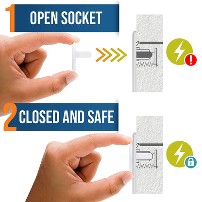 White Safety Socket Covers – 50 Pack