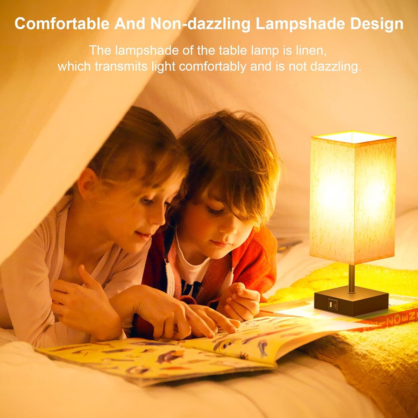 Touch Nightstand Lamp with USB-C Charging Station
