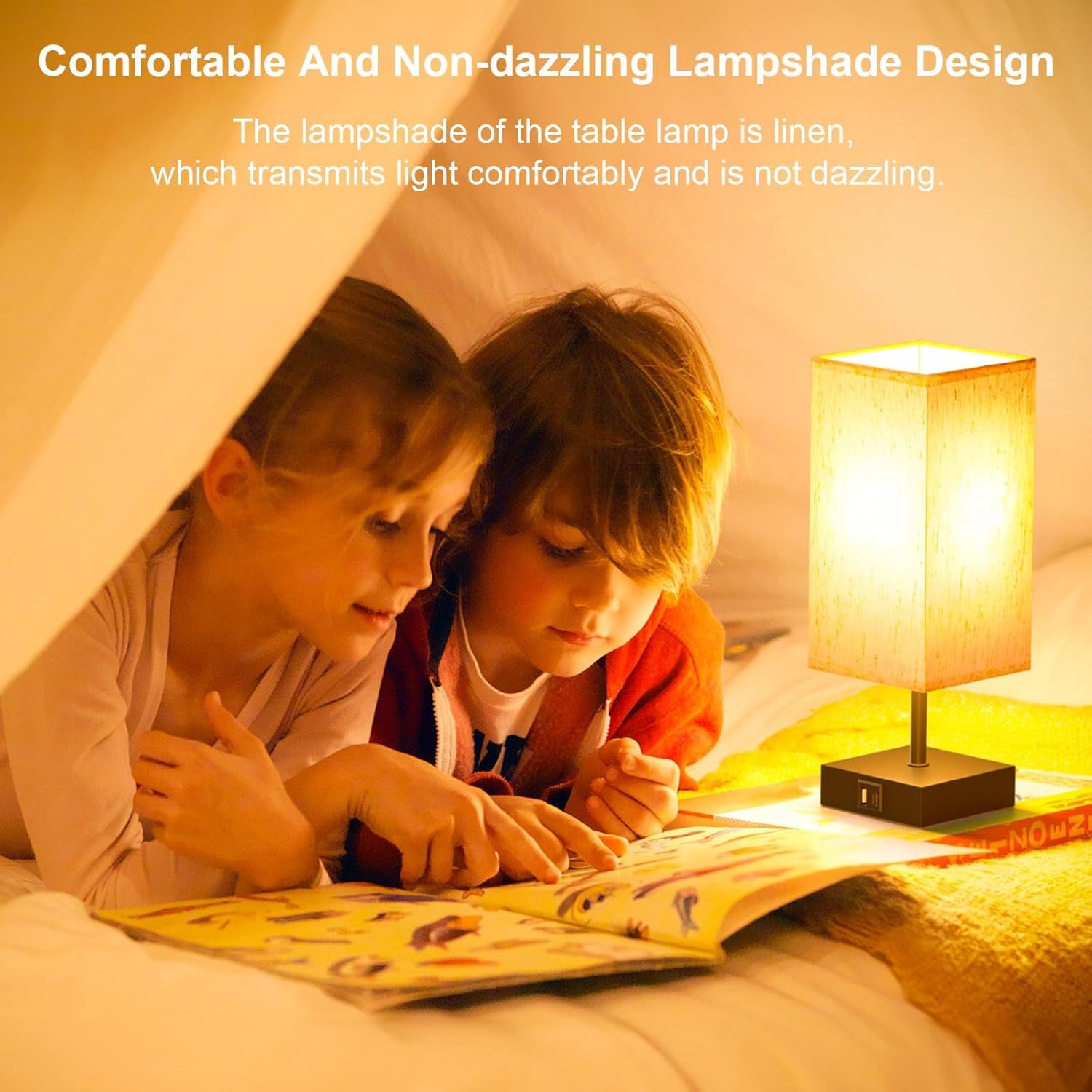 Touch Nightstand Lamp with USB-C Charging Station
