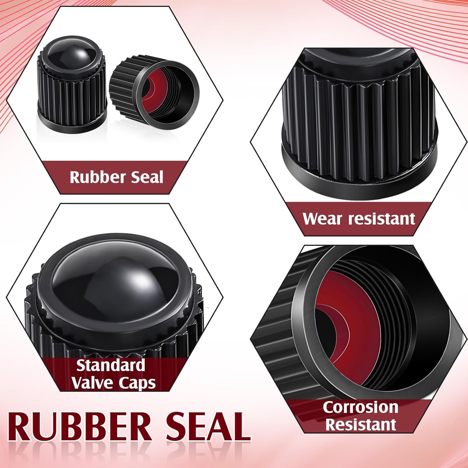 20-Pack Black Car & Bike Tire Valve Covers