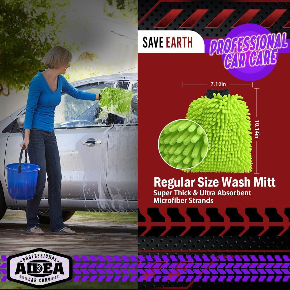 2-Pack Premium Microfiber Car Wash Mitts
