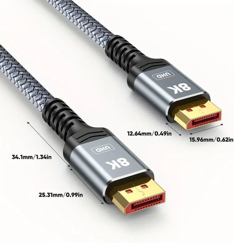 VESA Certified 8K DisplayPort 1.4 Braided Cable (6.6ft)