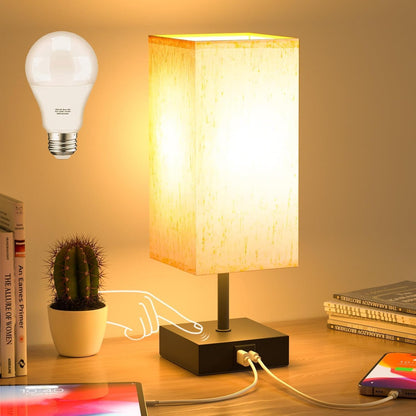 Touch Nightstand Lamp with USB-C Charging Station